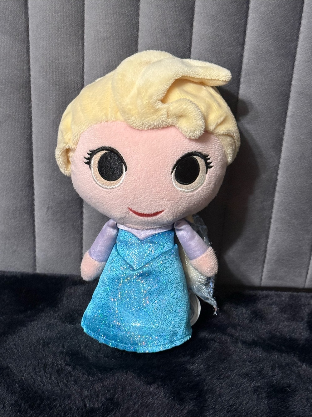 Disney Frozen Elsa Plush Doll 2017 Blonde Braid Blue Dress Soft Stuffed Toy